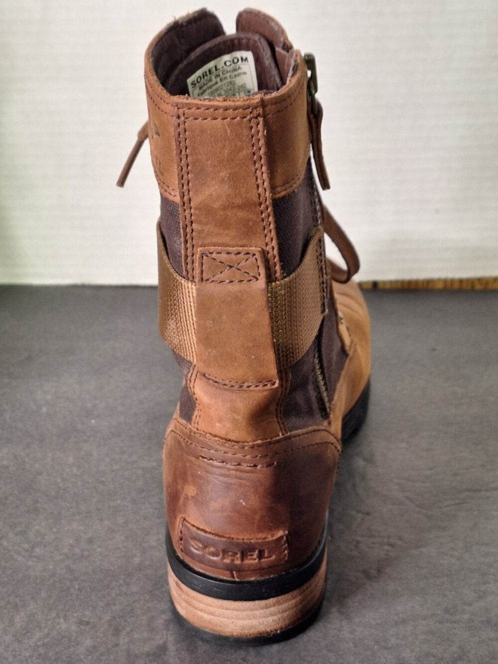 Sorel Women's Waterproof Brown Leather Combat Boots, Zipper & Lace, Size 9 US - Picture 3 of 16